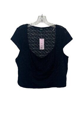 Wild‎ Fable Floral Lace Shirt Womens XXL Black New Casual Summer